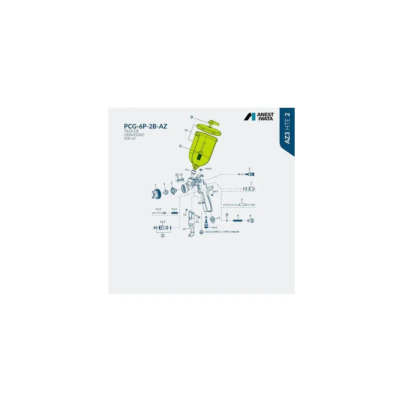 Vaso Depósito Gravedad 600cc.  Iwata AZ3 Económico.